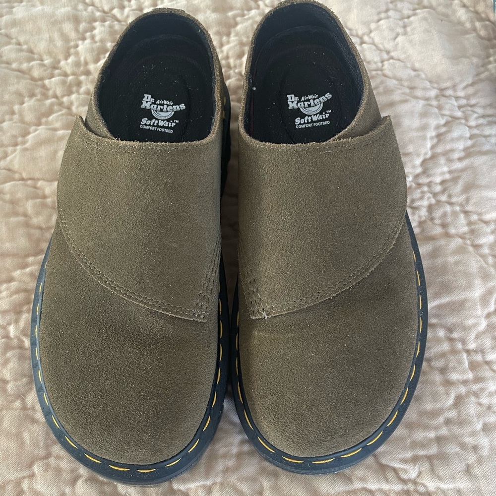 Dr. Martens Olive Suede Clogs